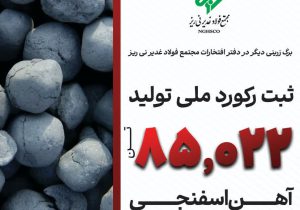 رکورد شکنی مجتمع فولاد غدیر نی ریز در کشور